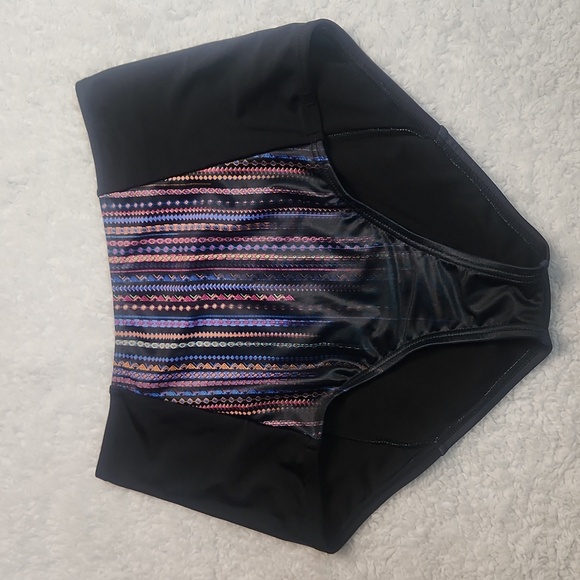 Swim Suits For All. Top Size 14.  Bottom Size 12. EUC. Black W/Multi Designd - Picture 3 of 8